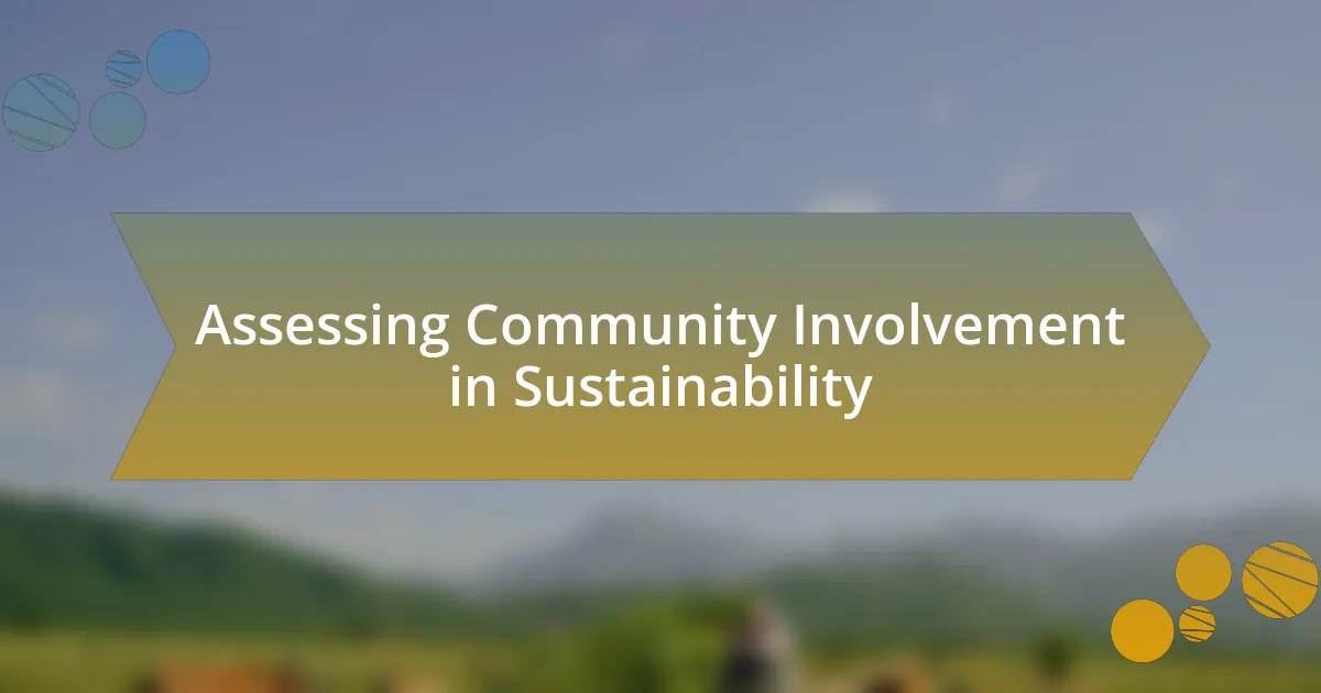 Assessing Community Involvement in Sustainability