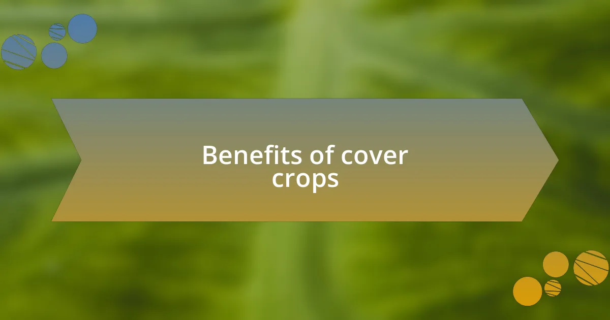 Benefits of cover crops
