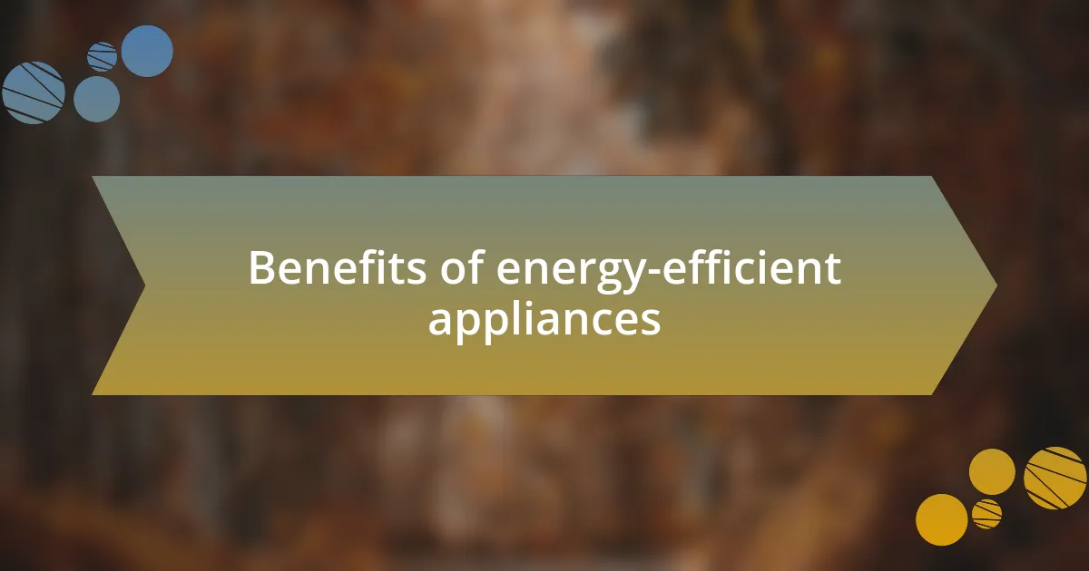 Benefits of energy-efficient appliances