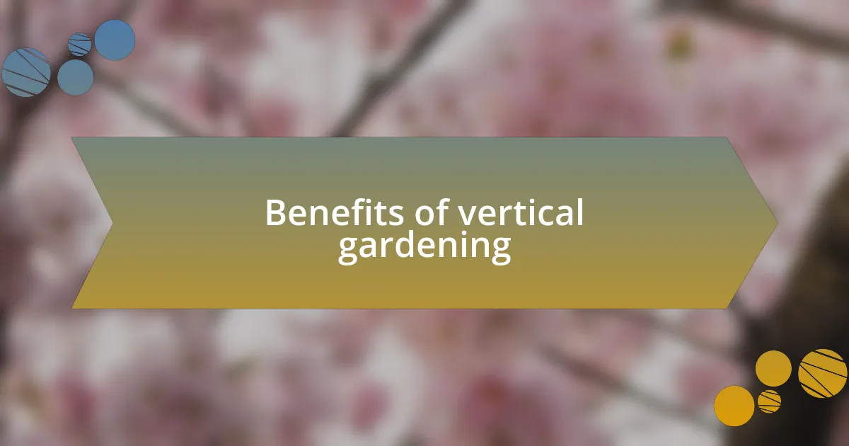 Benefits of vertical gardening
