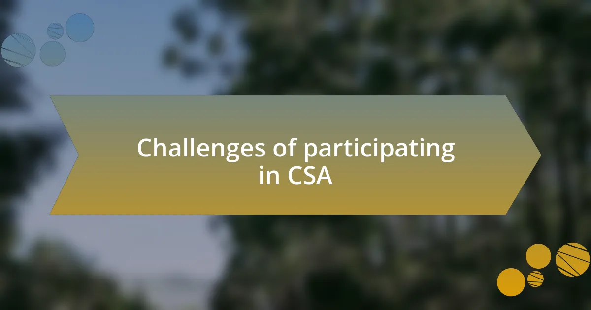 Challenges of participating in CSA
