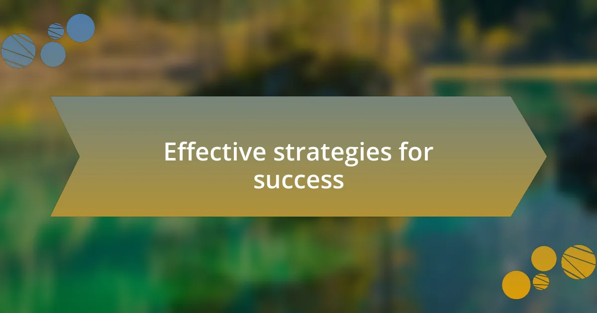 Effective strategies for success