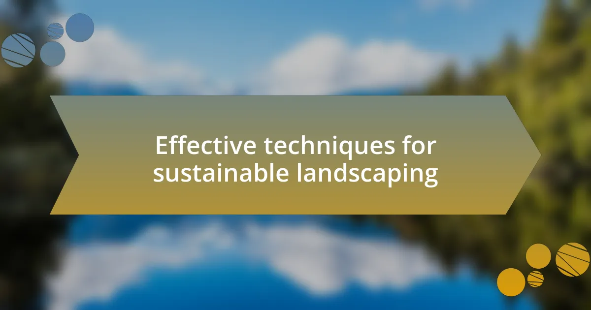 Effective techniques for sustainable landscaping