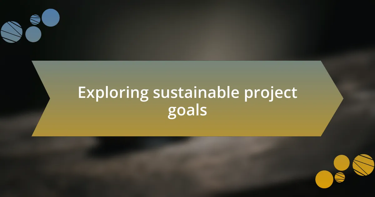 Exploring sustainable project goals
