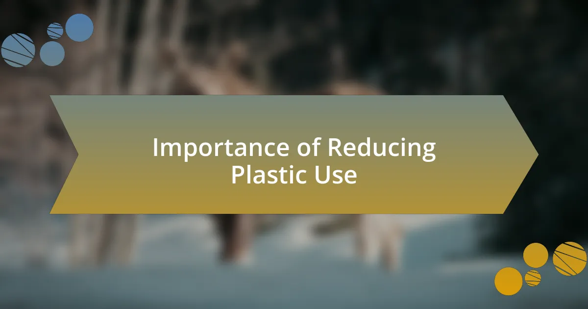 Importance of Reducing Plastic Use