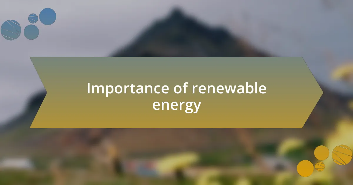 Importance of renewable energy