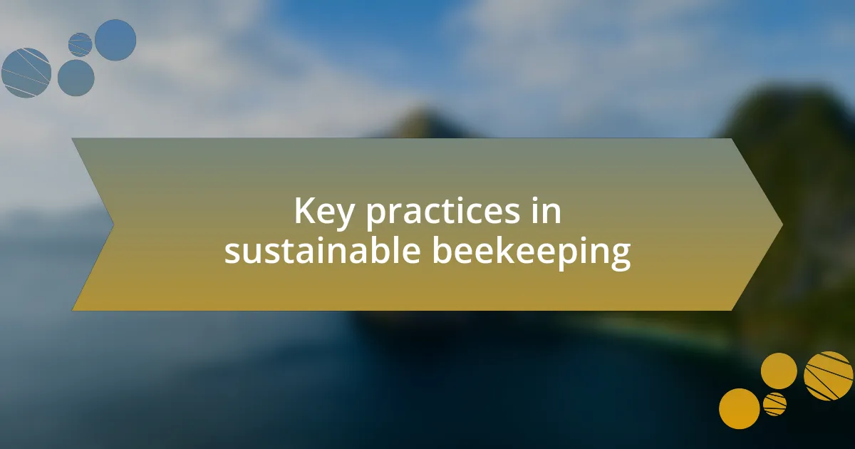 Key practices in sustainable beekeeping