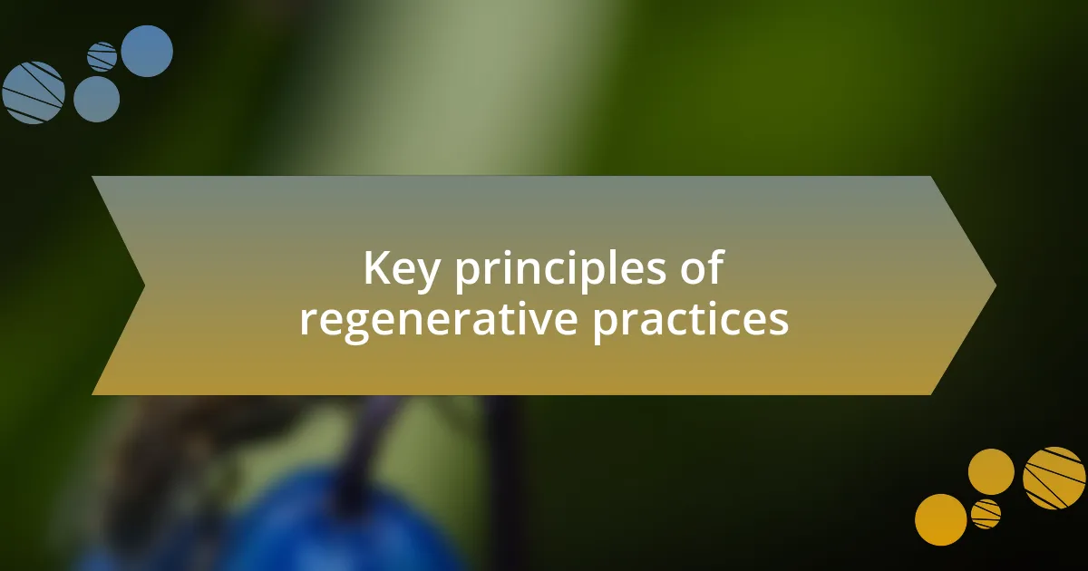 Key principles of regenerative practices