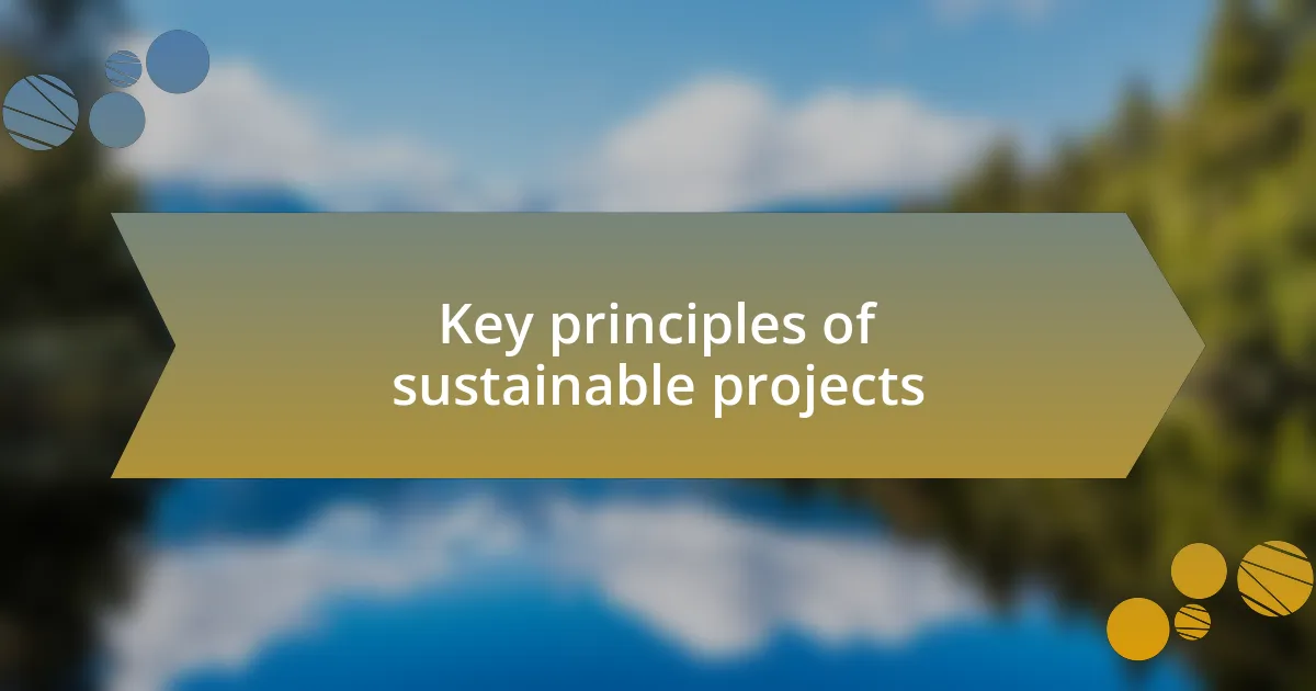 Key principles of sustainable projects