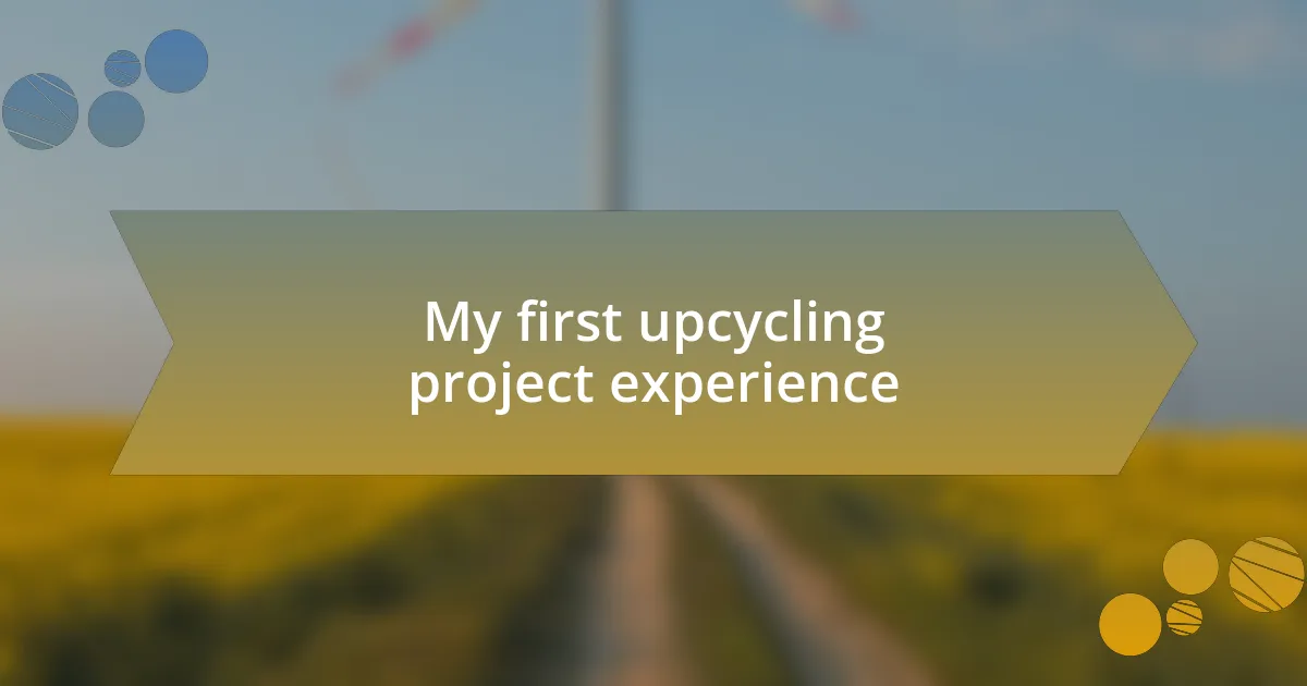 My first upcycling project experience