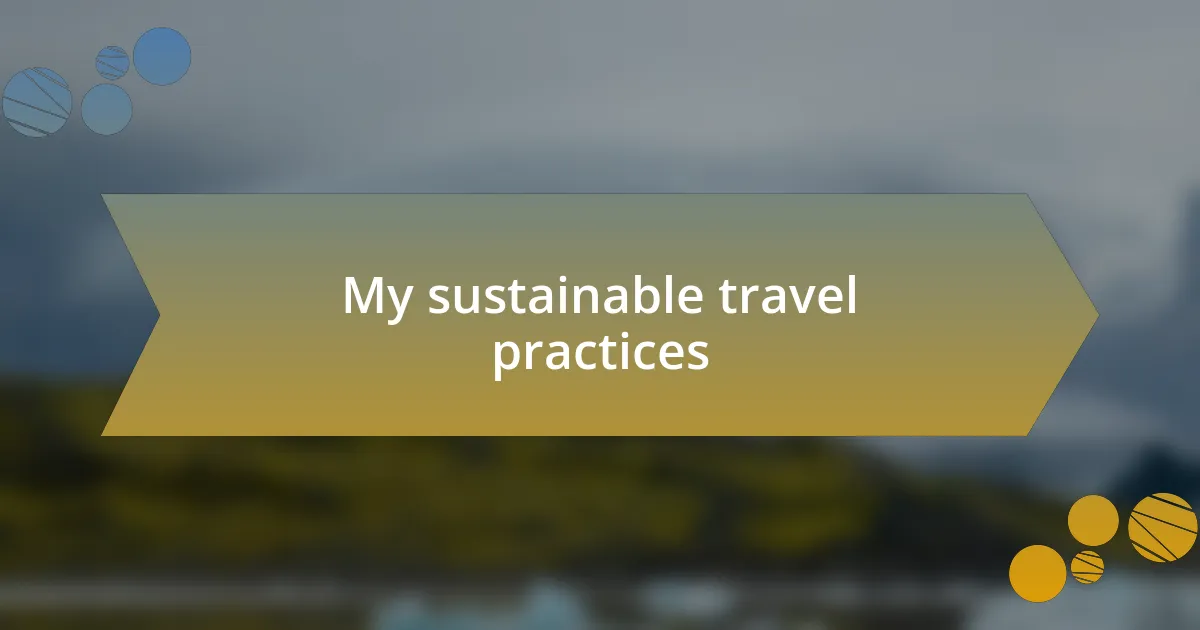 My sustainable travel practices