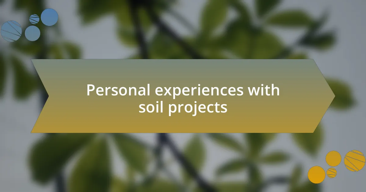 Personal experiences with soil projects