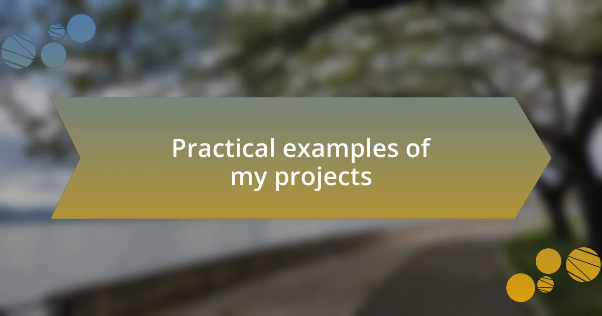 Practical examples of my projects