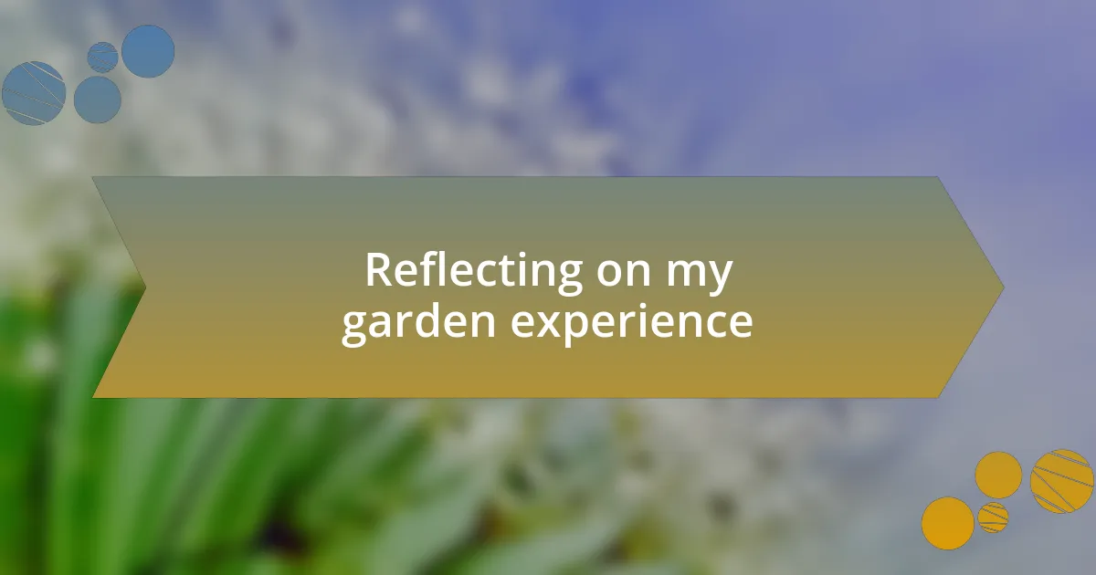 Reflecting on my garden experience