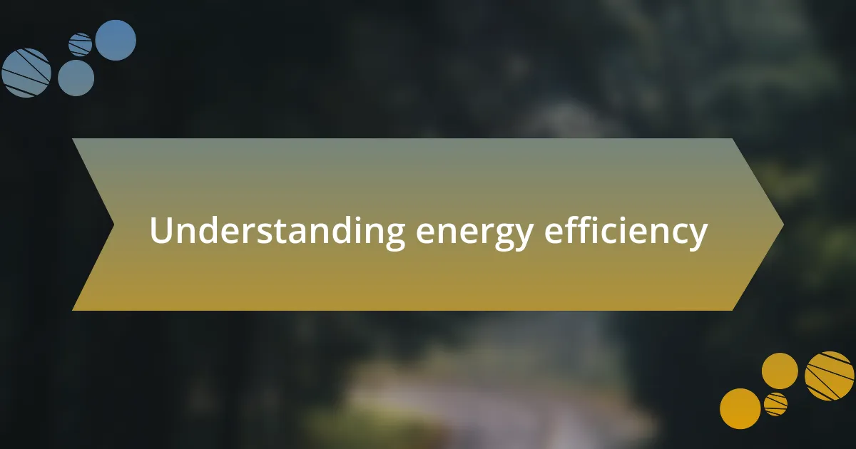 Understanding energy efficiency