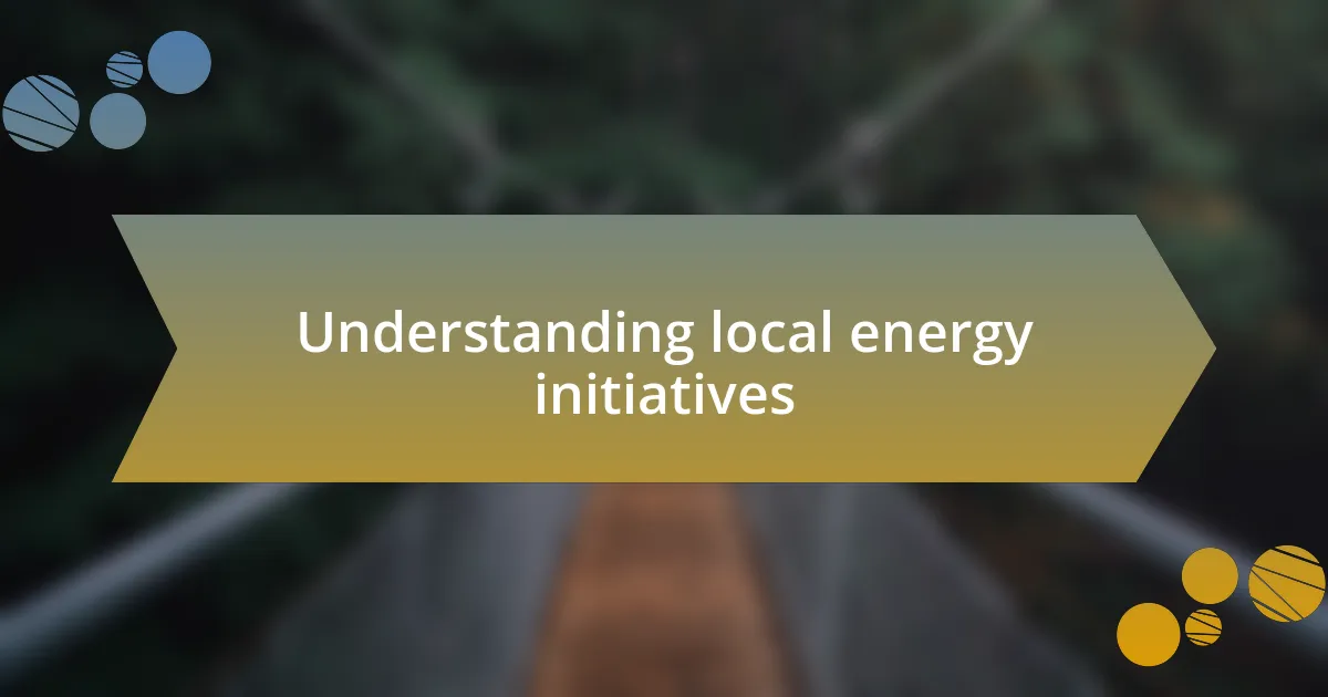 Understanding local energy initiatives